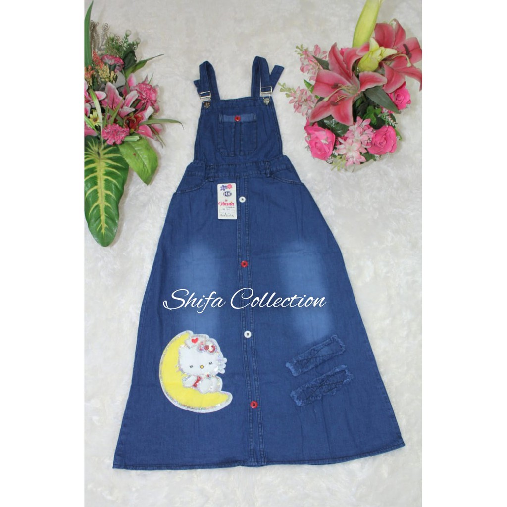 Baju Kodok/ Overall/ Jumpsuit Anak - LED dan Bulu - Bahan Soft Jeans - Size M L XL / 24 25 26 (5-13 Thn)