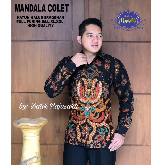 Kemeja Batik MANDALA COLET FULL FURING Katun Halus Sragenan Size M-XXL Asli Solo