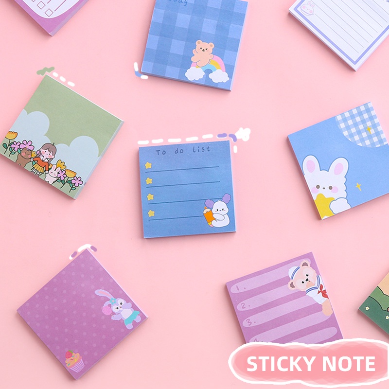 80 Lembar Kertas Memo Sticky Note Portable Motif Kartun Untuk Kantor