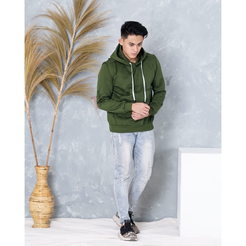 MUKZHOP - SWEATER HOODIE BASIC POLOS / TOTOLUY / SWEATER POLOS / HIJAU ARMY