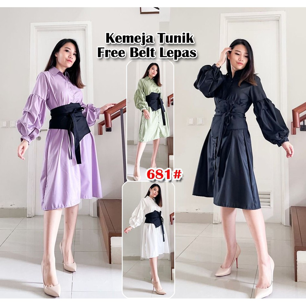 Dress Kemeja fashion wanita / dress kemeja wanita polos / dress casual polos JessicaCollection 681#