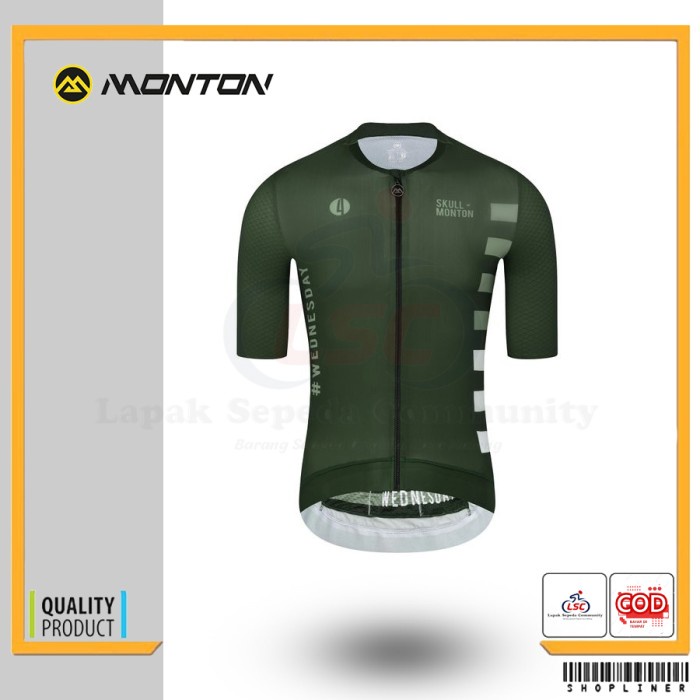 Jersey Sepeda Monton Man Wednesday II Green Cycling Short Roadbike Ori - S