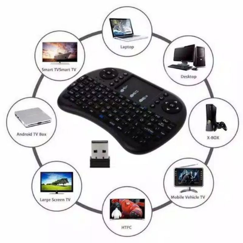 Keyboard Keypad Mini Wireless 2.4GHz Touch Pad Fungsi Mouse i8