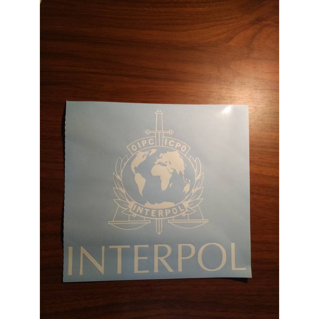 Aksesoris Mobil Stiker Logo Interpol Kaca Body Car Sticker