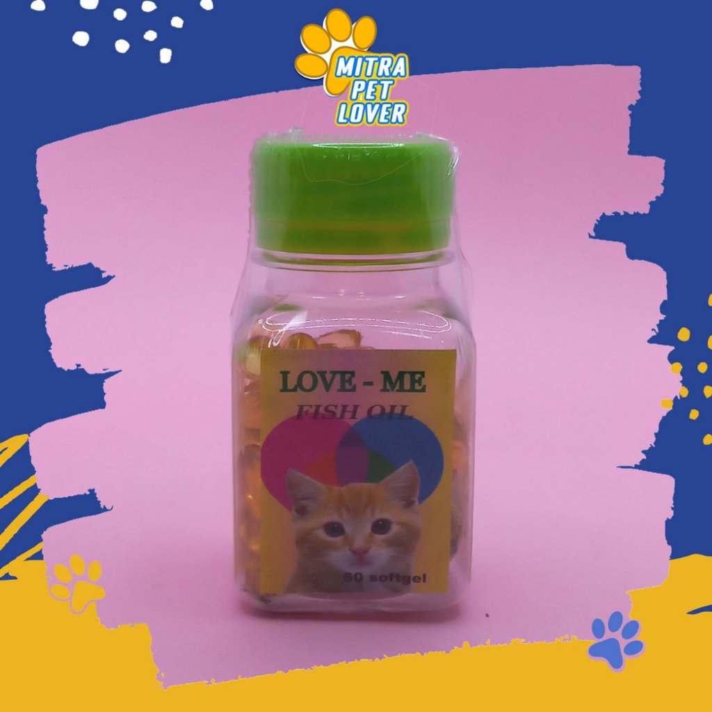 VITAMIN PENGGEMUK KUCING - LOVE ME CAT FISH OIL CAT 60 SOFT GEL ORIGINAL - SUPLEMEN MINYAK IKAN OBAT GEMUK UNTUK IMUN CAT PET ANIMAL HEALTHCARE AND VETERINARY TAMASINDO OBAT PERAWATAN KESEHATAN DAN VITAMIN TERNAK HEWAN BINATANG PELIHARAAN MITRAPETLOVER