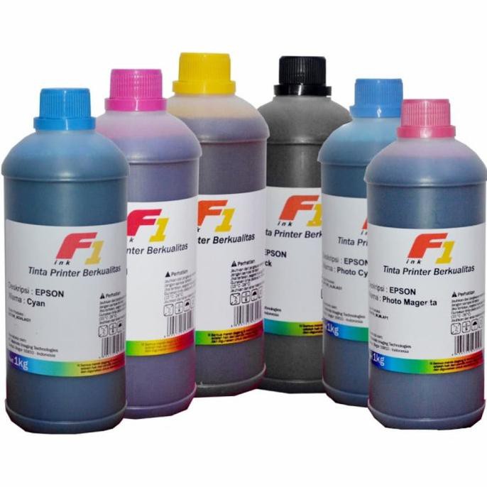 Produk Terbaik] Tinta Dye Base F1 Ink 1 Liter Refill Printer Epson Pengganti T664 664 - Hitam