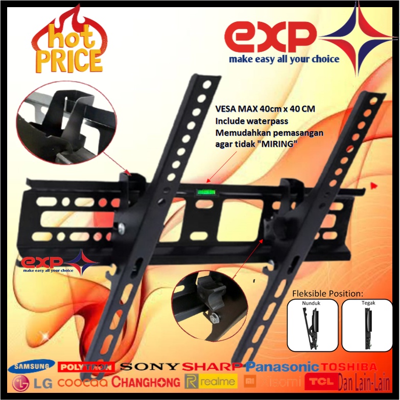 Garansi cocok!!! Bracket TV universal 42&quot; s/d 55&quot; Waterpas adjustable position-11