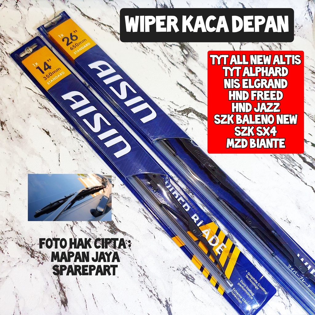 WIPER KACA DEPAN FREED / JAZZ / BALENO NEW / SX4 / XOVER ORI AISIN