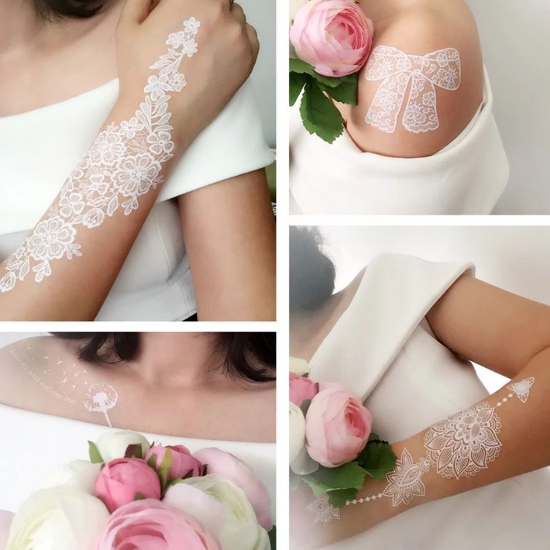 Tatto Model Henna hena putih acara pernikahan atau pesta Model J