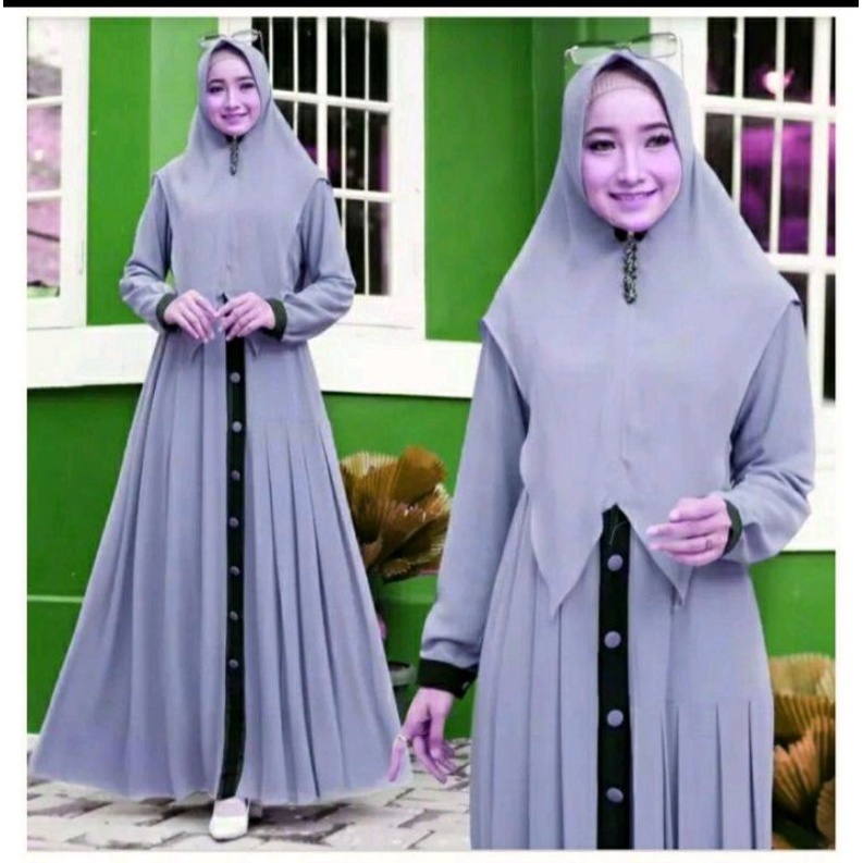 Gamis busui  elisa wanita muslim polos jersey lemonskin elisia dress