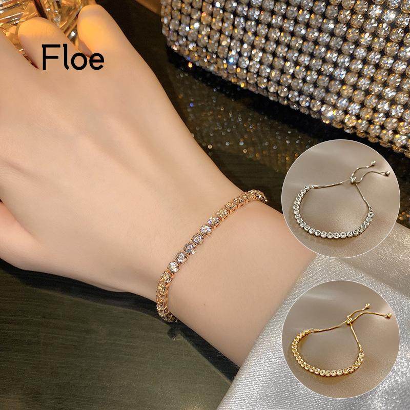 Fl Gelang Tangan Wanita Hias Zircon Adjustable Untuk Musim Panas