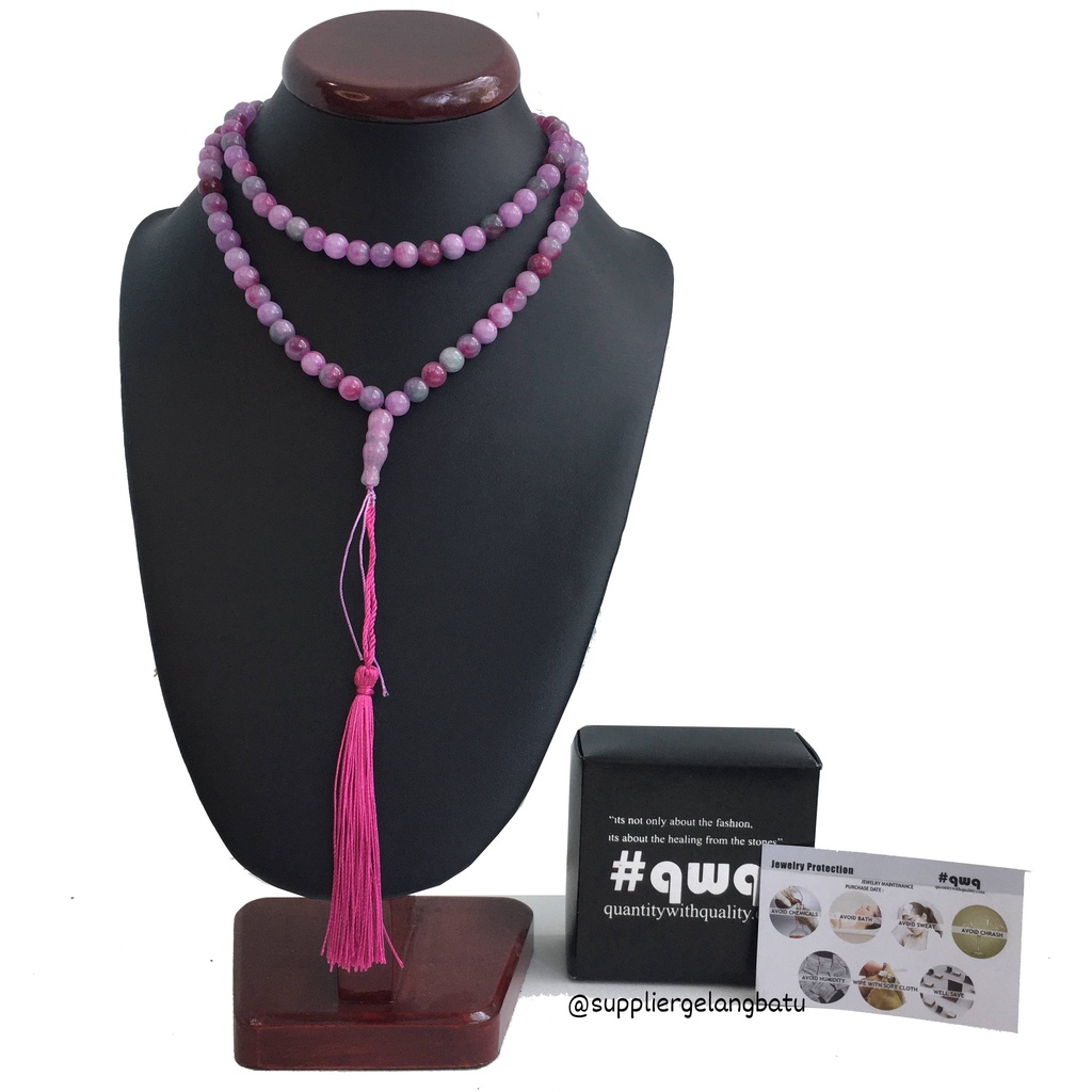 tasbih batu MANAU UNGU 8mm 99 butir premium tasbeh akik PURPLE serat