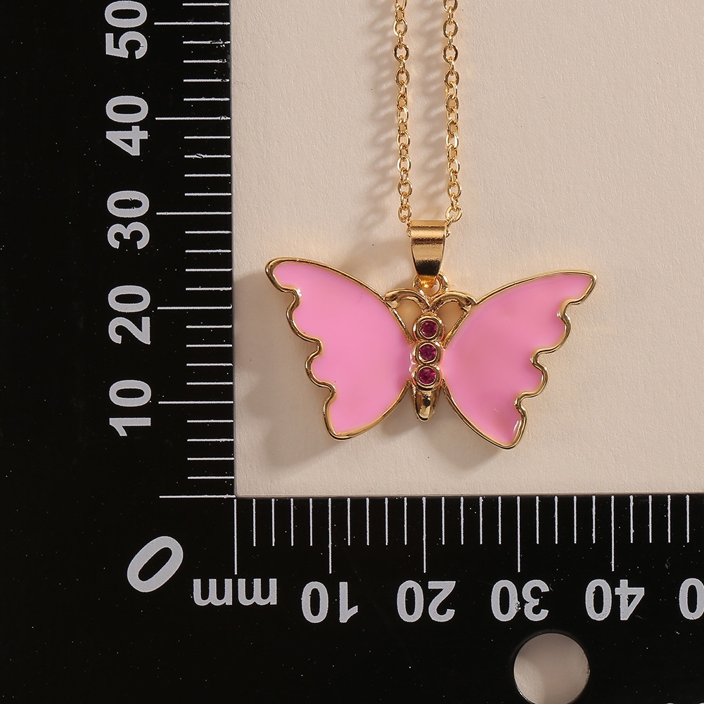Baru sederhana liontin kupu-kupu hip hop minyak menetes Elegan butterfly kalung wanita yang populer