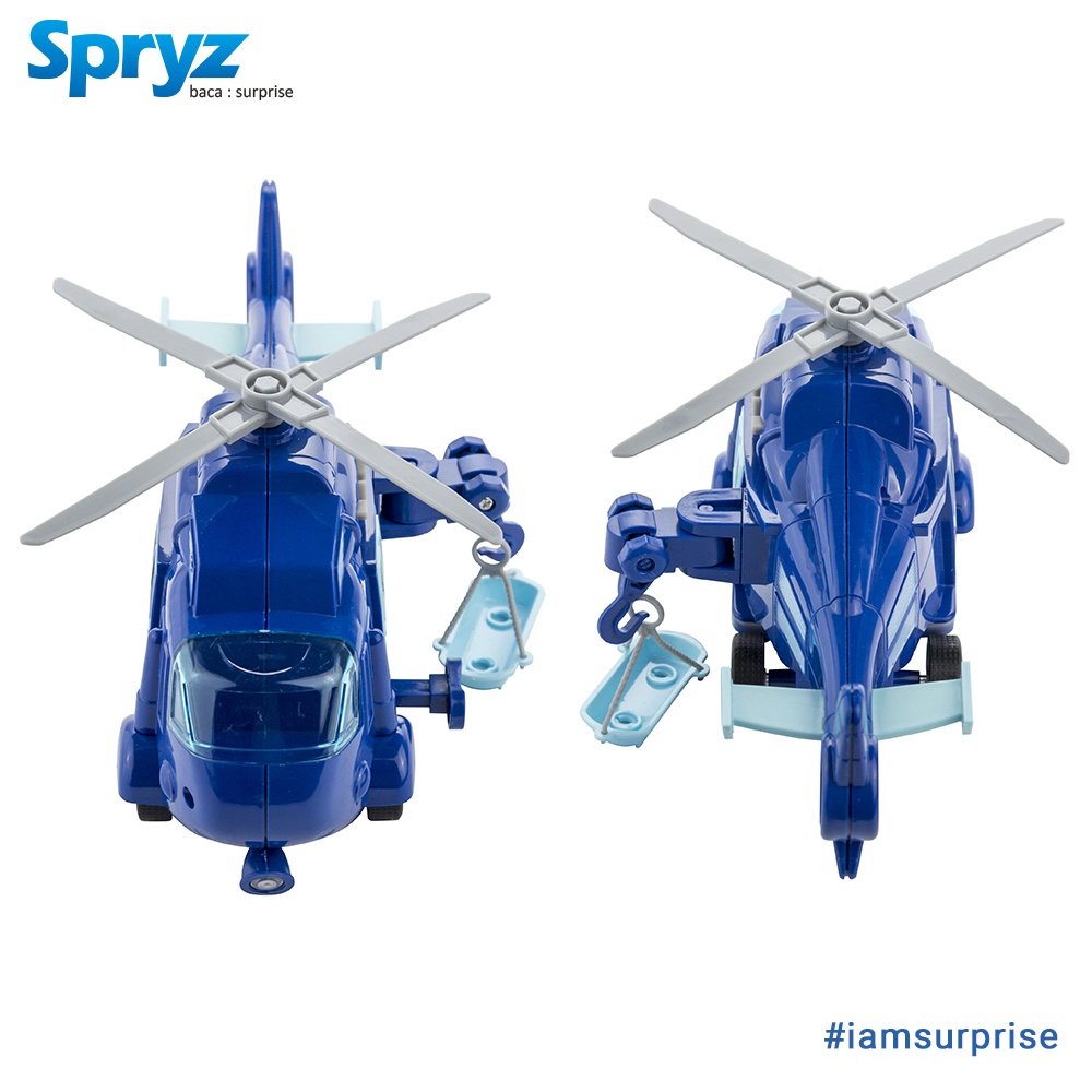 Spryz Citysquad Mainan Helikopter 1:20 dengan Mesin Friction, Lampu &amp; Suara