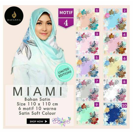 JILBAB SEGIEMPAT MIAMI SATIN MOTIF 4 BY DAFANYA ORIGINAL PREMIUM HIJAB
