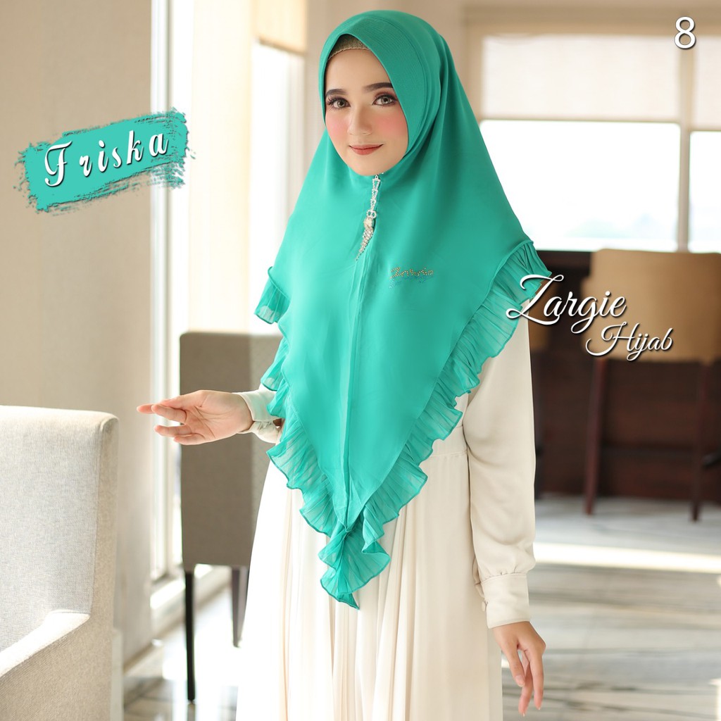 Jilbab Hijab Kerudung Khimar Ceruty CerutI  Babydoll Pet Ped Pad Antem Instan Terbaru Toska  FRISKA 