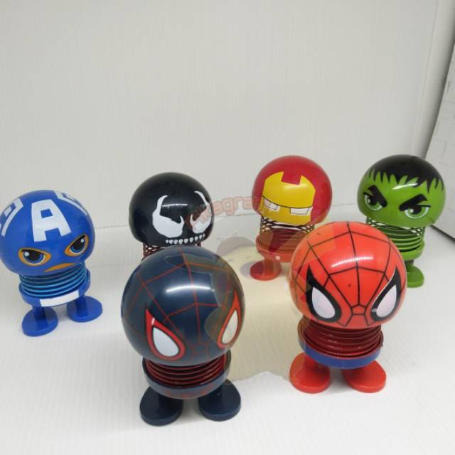 Marvel Avenger doll shaking head car dashboard chibi doll figure boneka per goyang kepala pegas