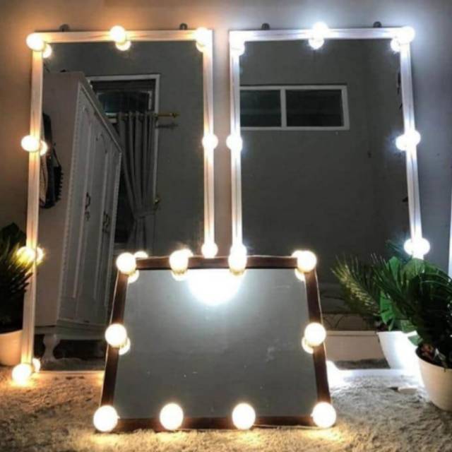 Vanity Mirror Kaca cermin rias badan rias sudah ada lampu bulb led