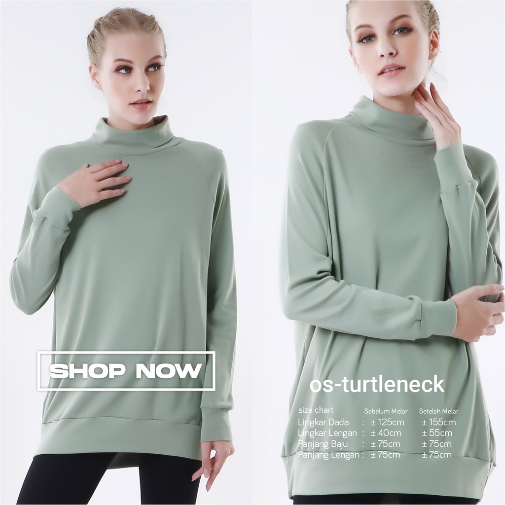 Turtleneck Wanita Oversize Rib Knit Cotton Jumbo Femon Ritch