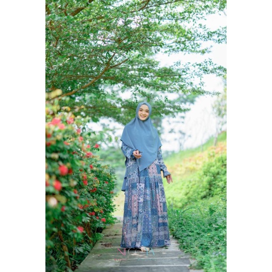 Nigoya Syar'i - Gamis Orlin Armany Blue Special Edition Daily Set