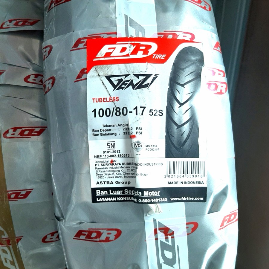 Ban FDR 100/80-17 GENZI TUBELESS