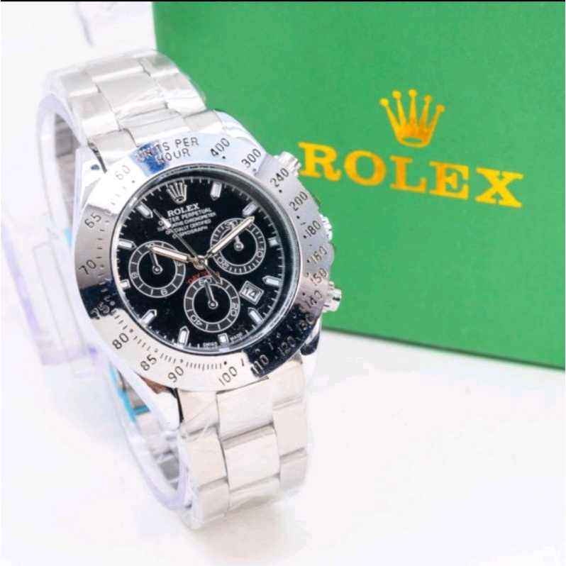 PREMIUM jam tangan pria rolex daytona uk 3,5cm bahan bagus plus box original