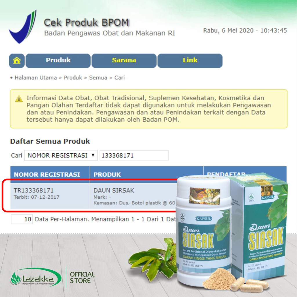 Obat Kanker | Obat Tumor Herbal | Kapsul Herbal Daun Sirsak isi 60 Kapsul HALAL BPOM Origina Ampuh