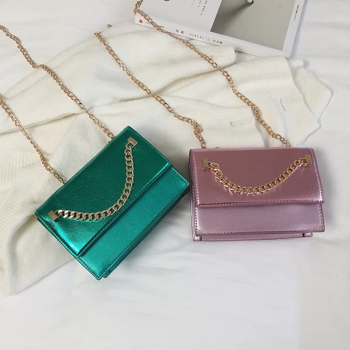 tas sling bag selempang wanita mini bag hijau tosca emerald high end