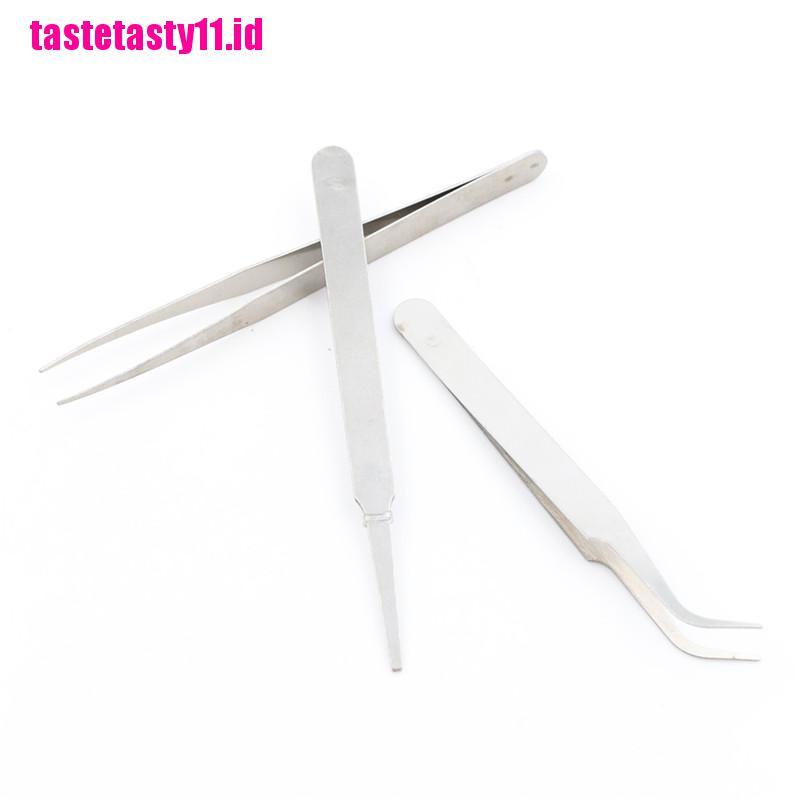 3pcs / set Pinset Presisi Bahan Stainless Steel Untuk Alat Perbaikan Perakitan