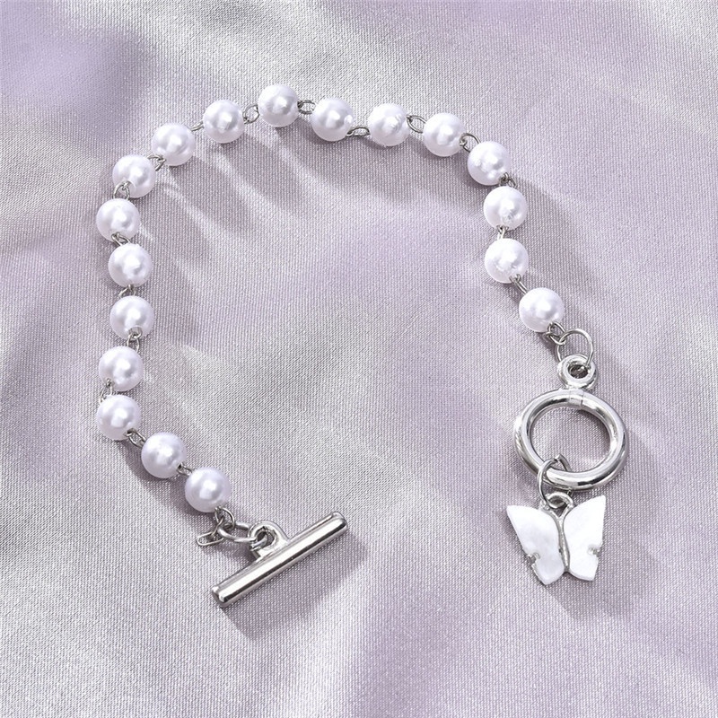 Butterfly Pearl Pendant Bracelet Female Ins Fashion OT Chain Bracelet