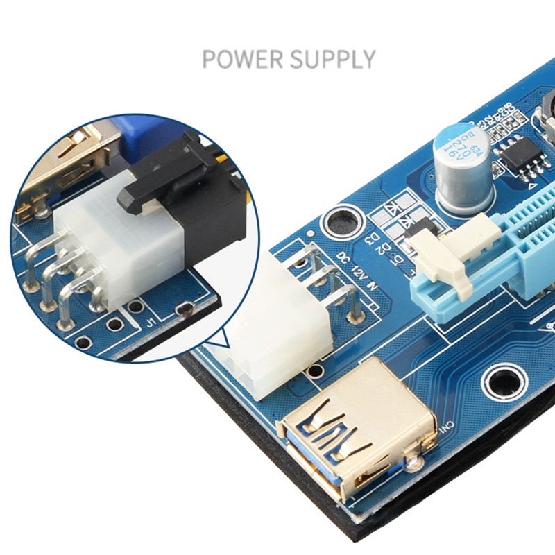 Btsg VER009S Kabel Ekstensi PCI-E Riser Card 1X 16X Riser Adapter USB 6Pin