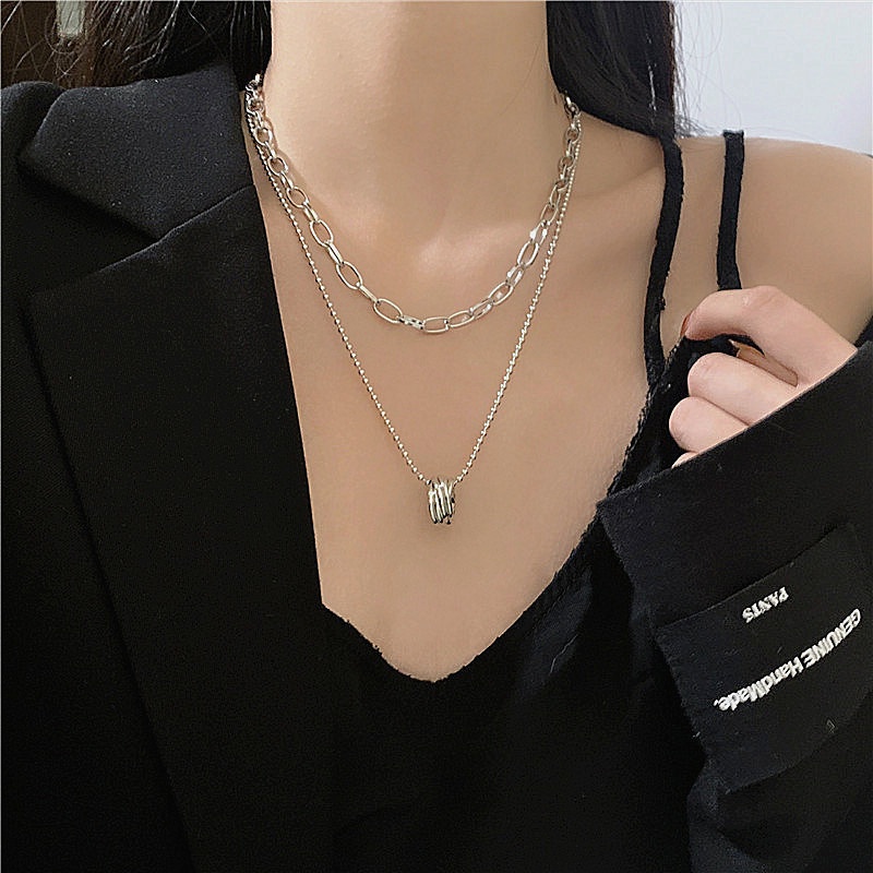 Kalung Rantai Model Double Layer Untuk Aksesoris