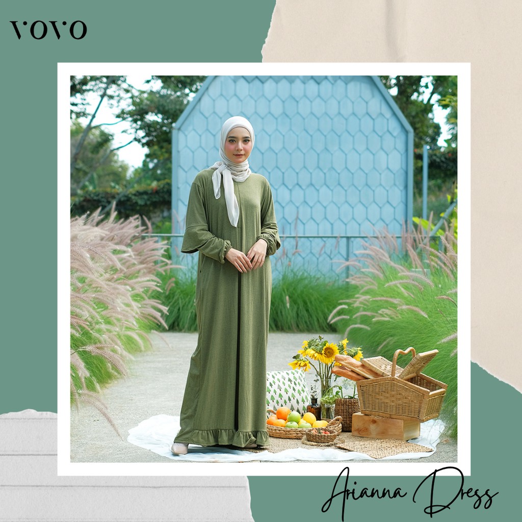 ARIANNA VOVO DRESS - Gamis Wanita Muslim Syari Busui Friendly Casual Kekinian Hits Sporty Kaos Misty