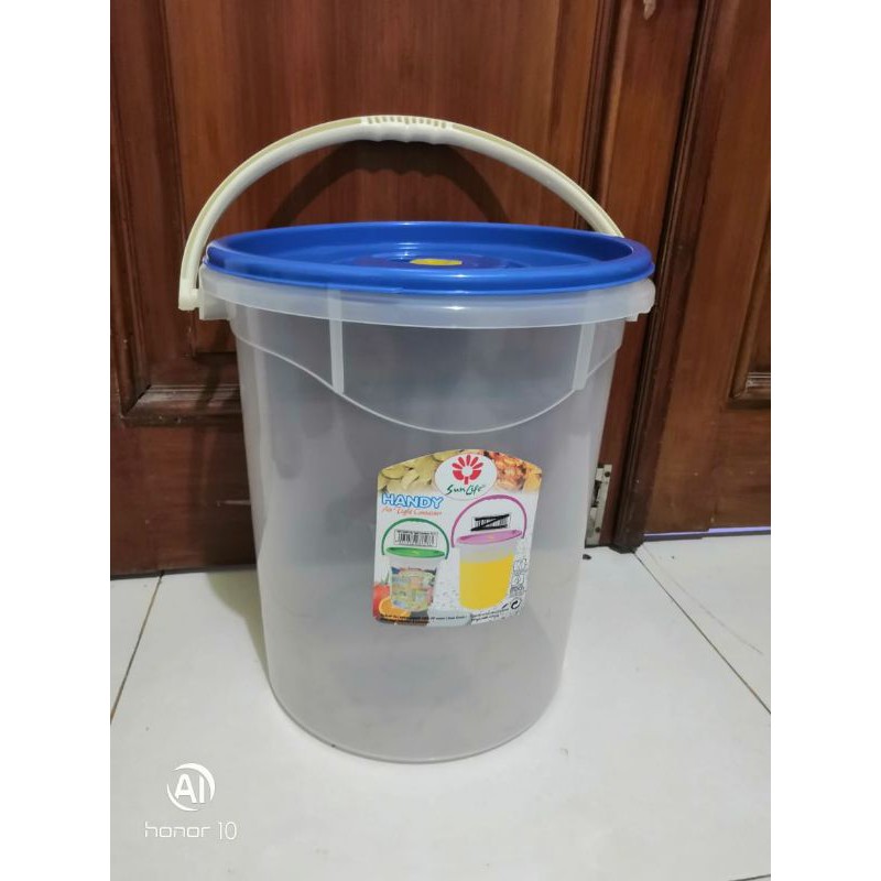 SUNLIFE Toples kerupuk /Tempat Es Buah gagang plastik 16,5 liter, 25 liter handy airtight Container