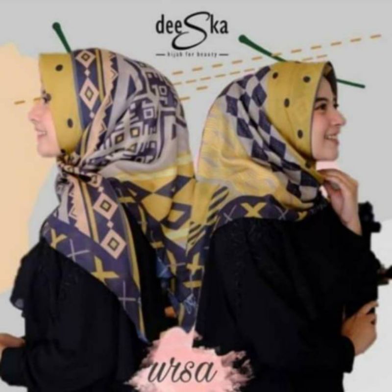 KERUDUNG SEGI EMPAT MOTIF DEKA KUNING