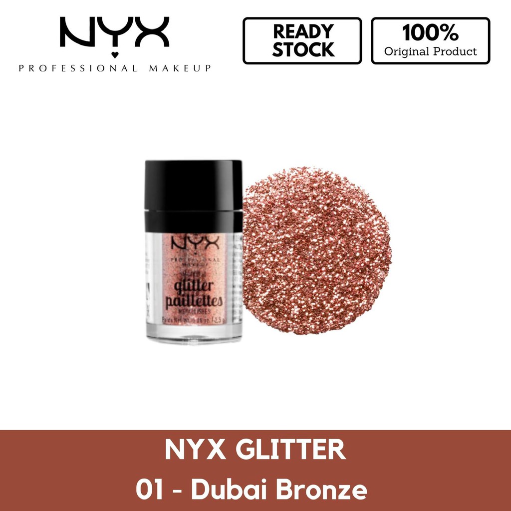 NYX Glitter Eyeshadow 01 (Dubai Bronze) -  READY STOCK