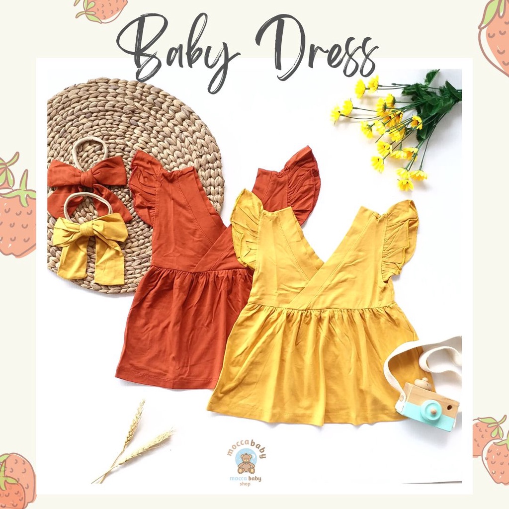 MBSS - DRESS BABY VIVI Free Headband / Dress Bayi Perempuan / Baju Bayi Cewek / Pakaian Bayi Perempuan Lucu