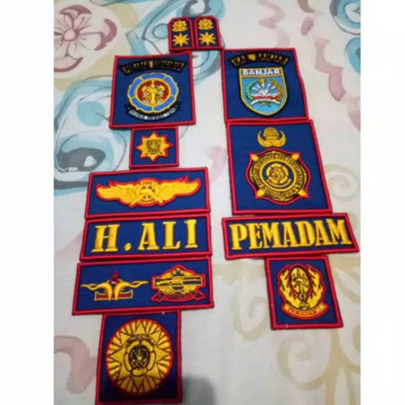 Atribut Damkar Bordir Timbul (1 set)