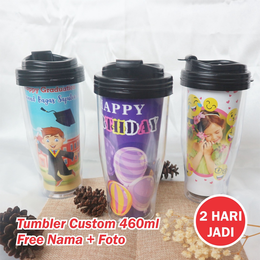 Tumbler Custom Kado Ultah Wisuda Murah Tumbeler Costum Nama Foto Desain Botol Minum Souvenir Hadiah 