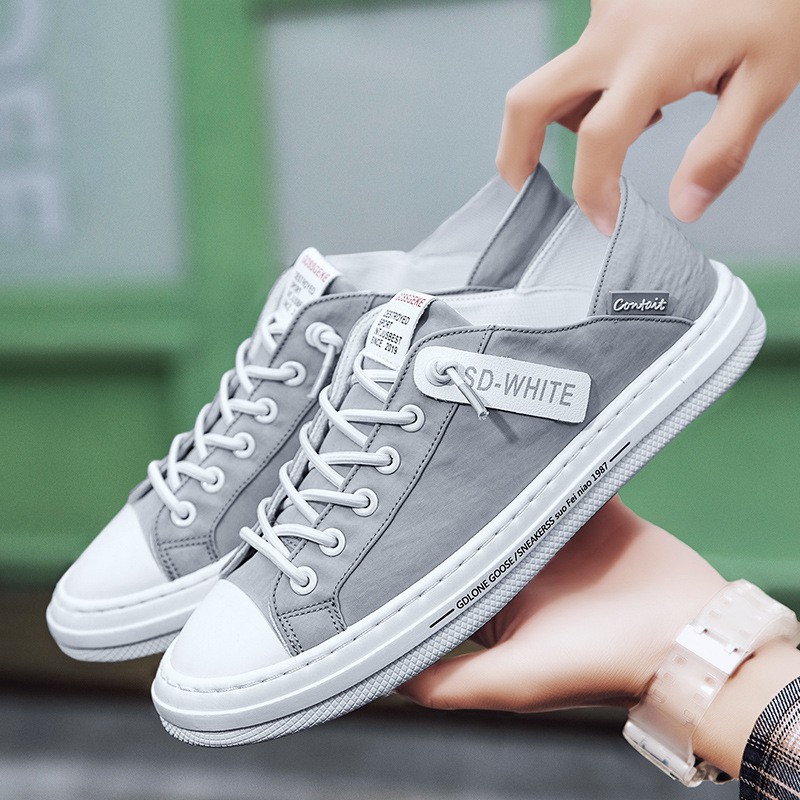 Sepatu Sneakers Remaja Pria Import  Sneaker OBSIDEE SD-17 BASIC LOW  Spatu Swpatu Kets Snakers Snikers Cowok Cowok Dewasa Polos...-Grey