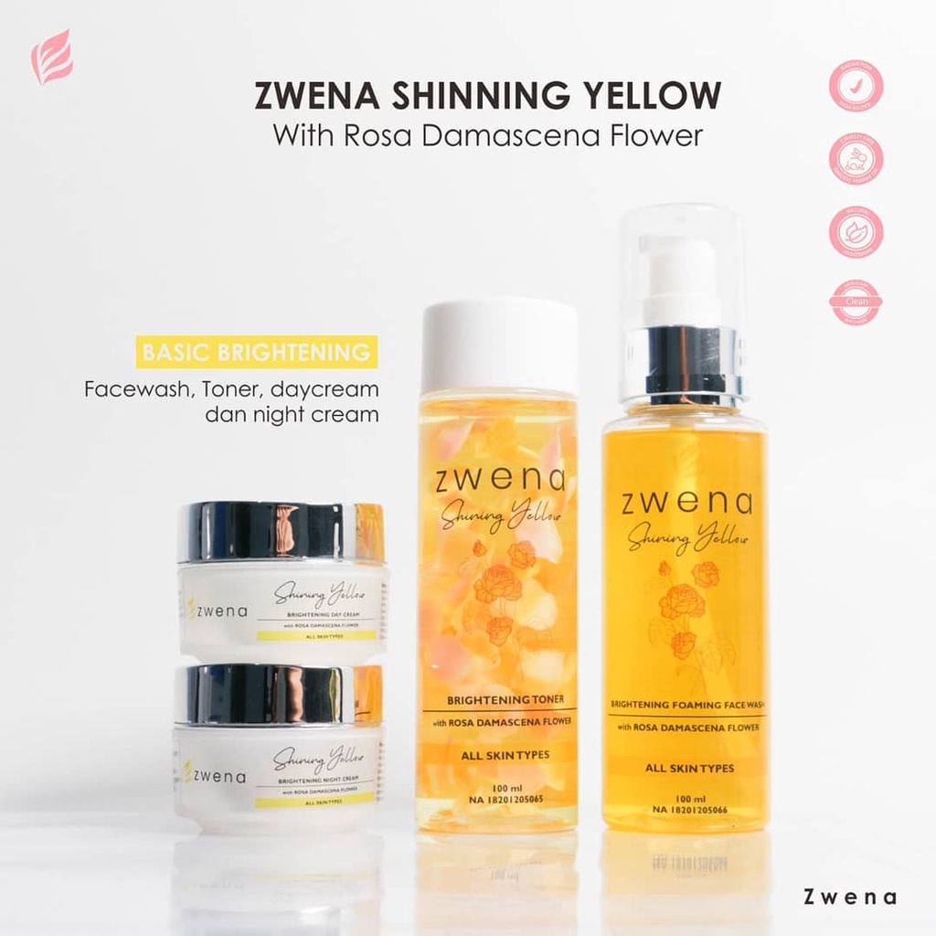 ZWENA Skincare PAKET BASIC (Facewash, Toner, Day Cream, Night Cream) BPOM ORIGINAL
