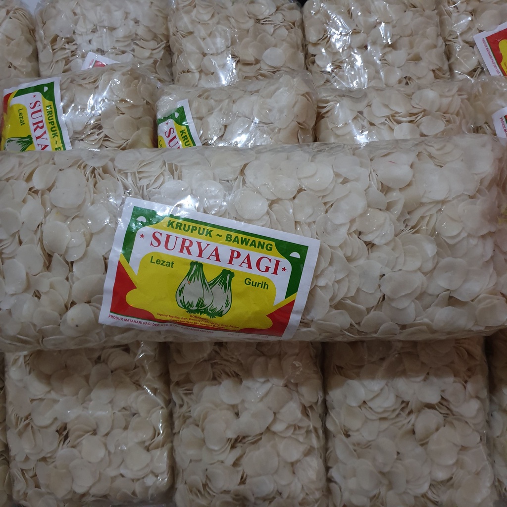 [Bal] Kerupuk Krupuk Seblak Mentah Bawang Warna Kuning Putih Surya Pagi isi 3.8 kg - SP*