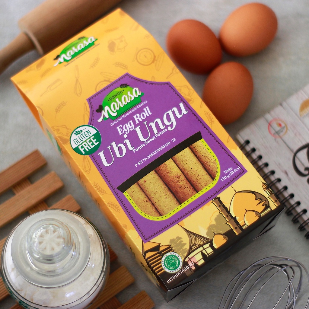 

Pawon Narasa Biscuit Gluten Free Egg Roll UBI UNGU (Dus)