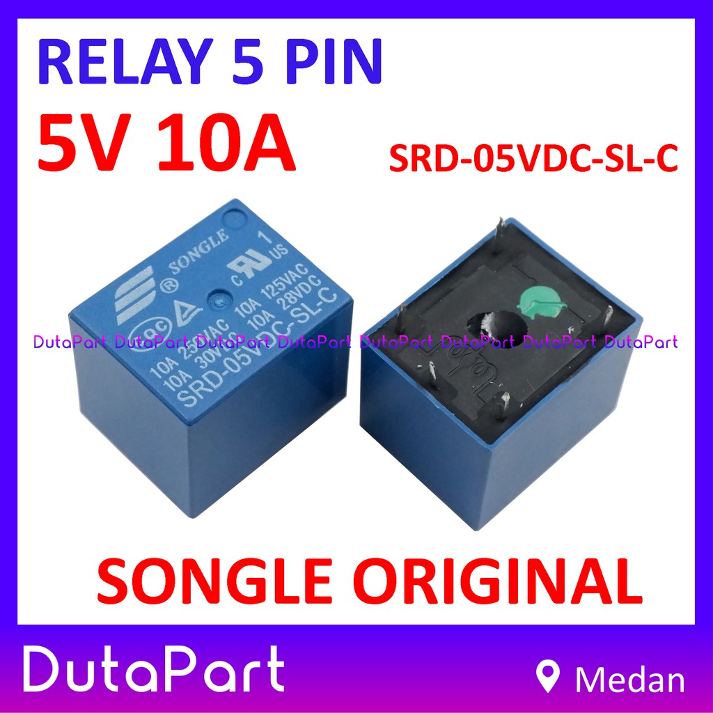 Relay 5V 10A ORIGINAL SONGLE SRD-05VDC-SL-C 5 PIN Kaki 5P