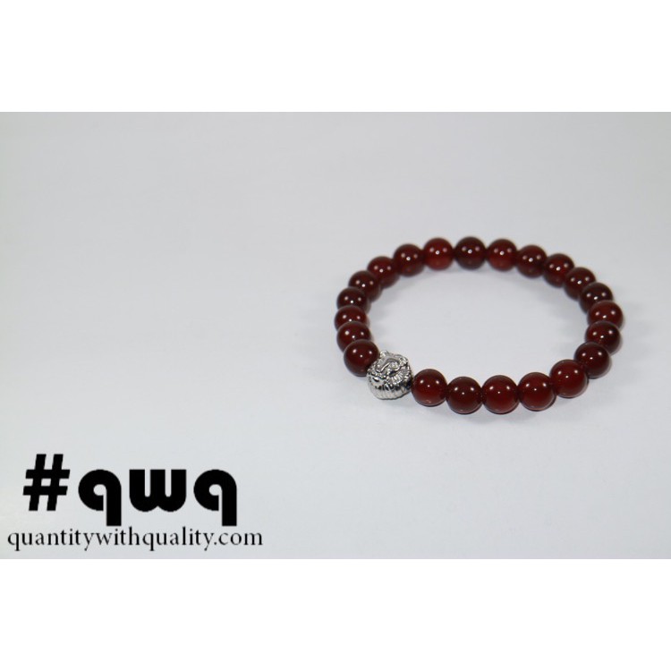 gelang bracelet custom stone lion tiger red garnet akik batu