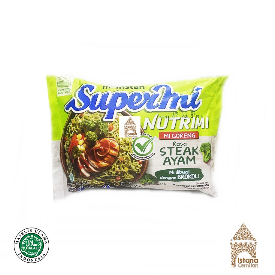 Supermi NUTRIMI Mi Goreng Rasa Steak Ayam / Mie Goreng  80 Gram