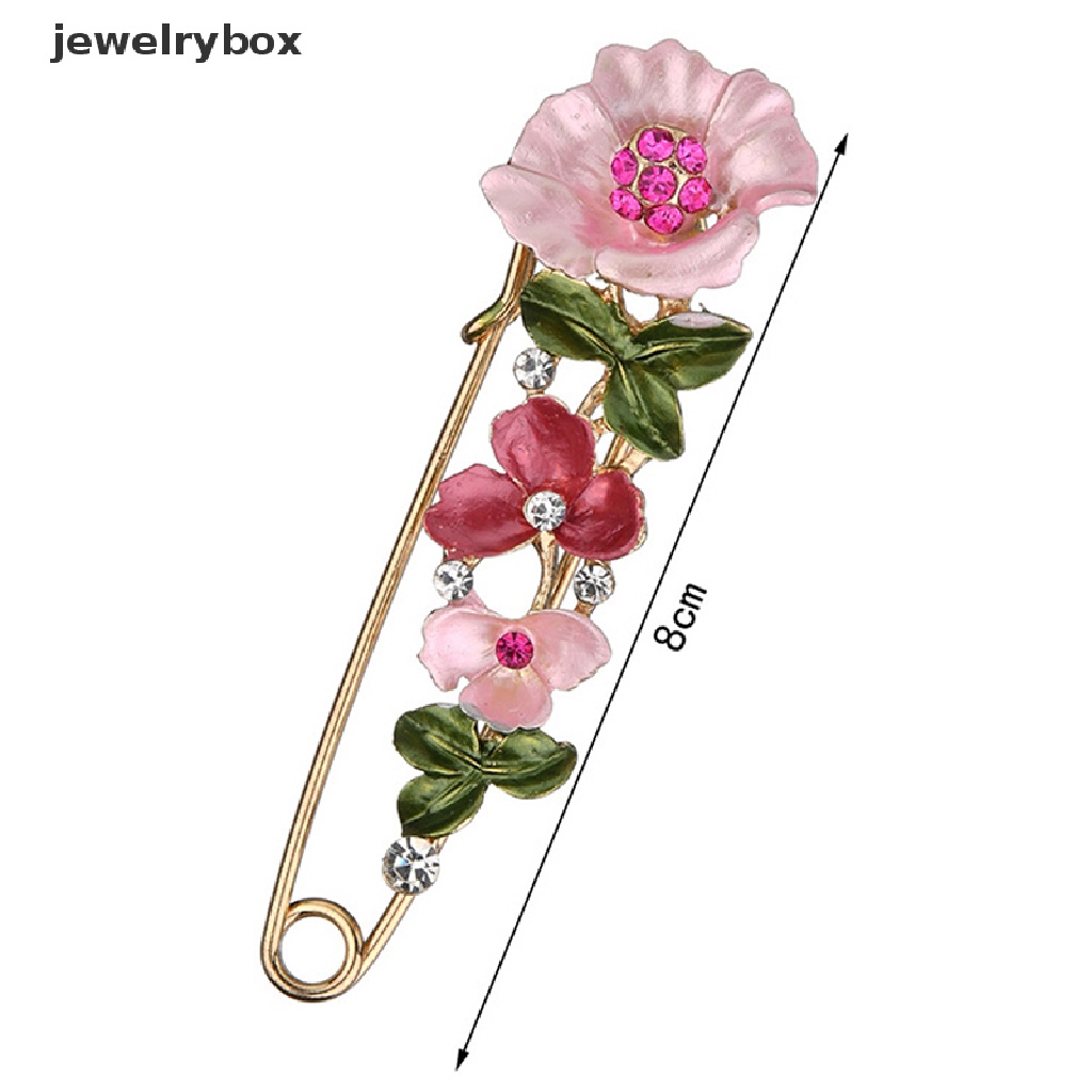 [jewelrybox] Pin Berlian Imitasi Elegan Bunga Enamel Bros Wanita Sederhana Kerah Pin Aksesoris Butik