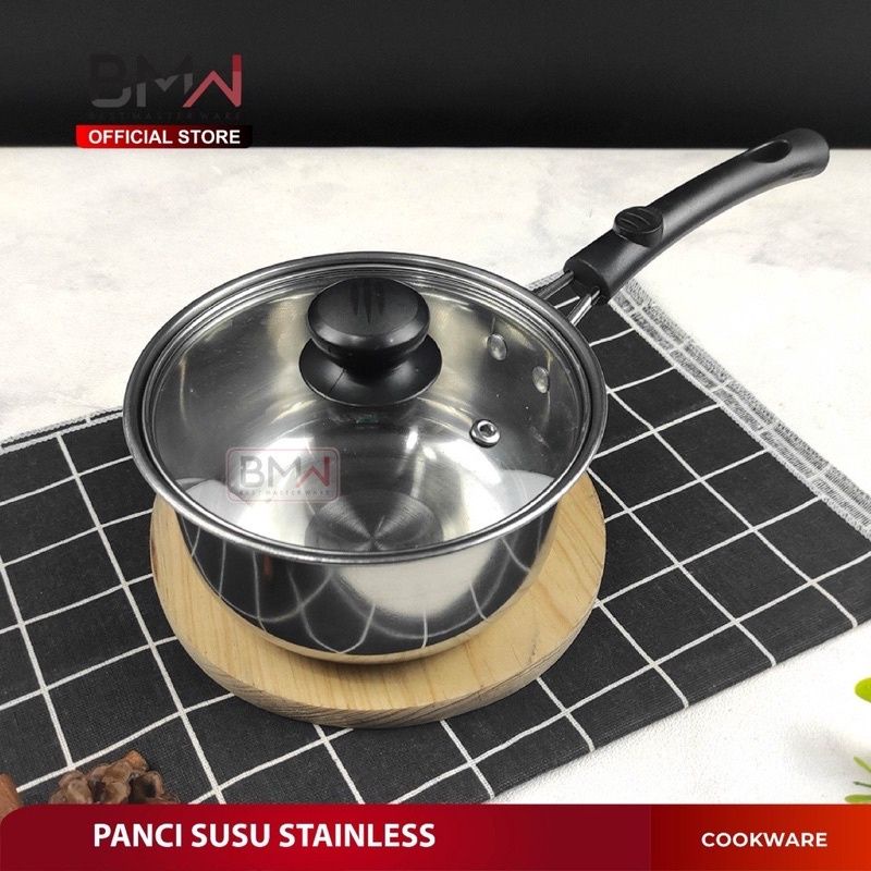 Panci Susu Milk Pot Stainless 16cm Tutup Kaca