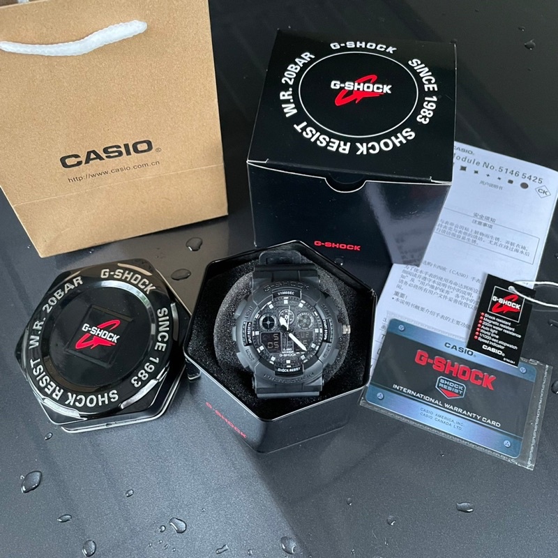 JAM TANGAN G SHOCK GA100 DUAL TIME FULLSET