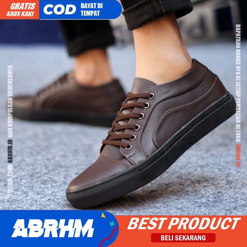 ABRHM x OLIVER Sepatu Casual Sneakers Sepatu Pria Casual Sneaker Kulit Pu Original Sepatu Semi Formal cowo Sepatu Kasual Kerja Kuliah Kondangan Gaya Santai Keren Kekinian Original Murah Terlaris